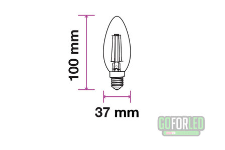 Filament kaarslamp 4Watt  warm wit